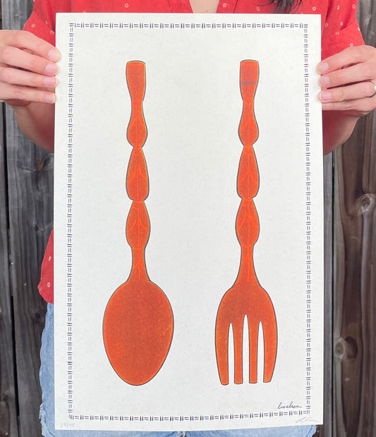 Fork & Spoon | Risograph Print 11x17"