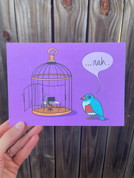 WFH Bird - 5x7" Postcard