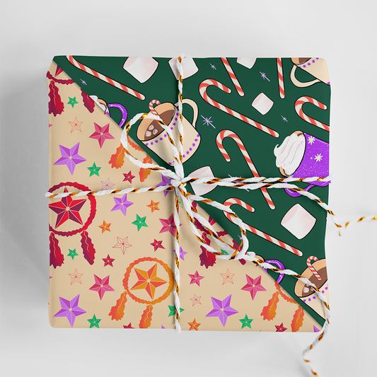 Pasko Parol - Double Sided Holiday Gift Wrap - 2 Sheets