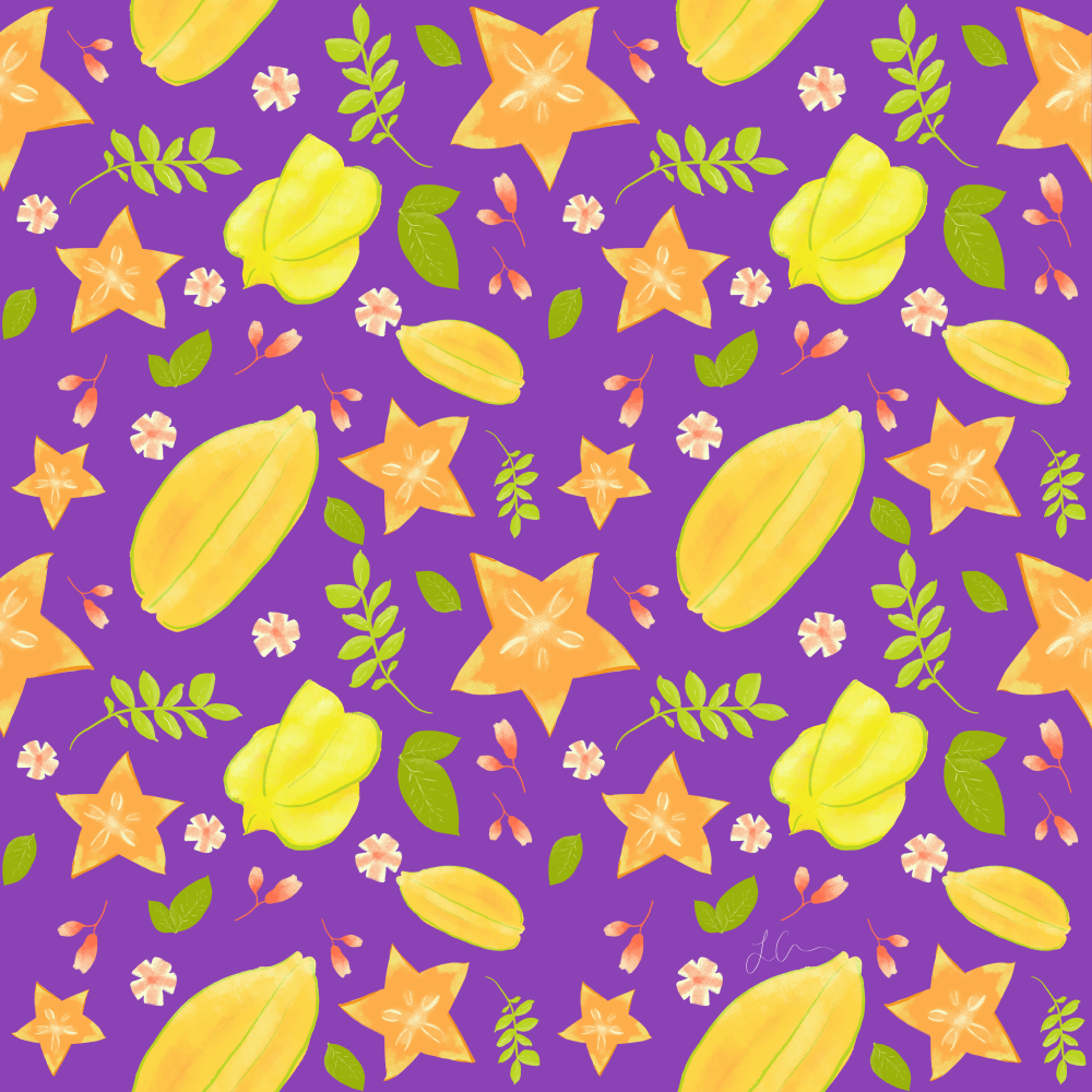 Purple Starfruit Pattern | Lisalisa.co